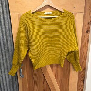 Anthropologie Mustard Yellow Ribbed Cropped Sweater – XS